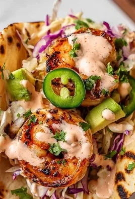 Crispy grilled shrimp tacos with fresh toppings and vibrant colors.