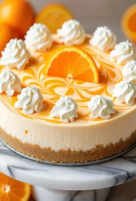 No-bake orange creamsicle cheesecake topped with orange slices and whipped cream