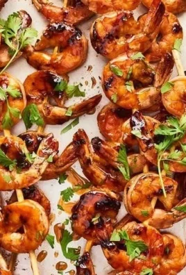 Delicious Firecracker Shrimp Skewers ready for grilling