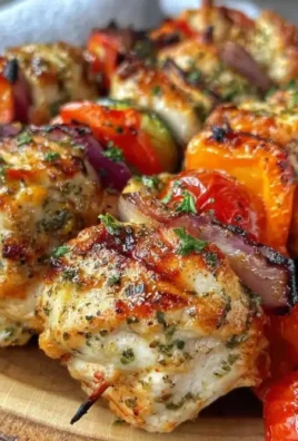 Delicious grilled chicken kabobs on the grill with vibrant vegetables.
