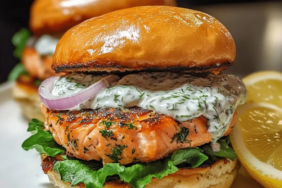 Fresh Salmon Burgers with Easy Lemon Dill Sauce: A Healthy and Flavorful Meal