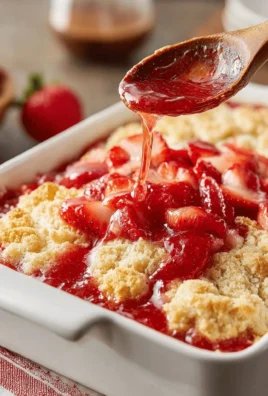 Fresh strawberry cobbler served in a dish, showcasing juicy strawberries and a golden crust.
