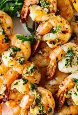 Delicious Garlic Grilled Shrimp Skewers ready for a summer barbecue