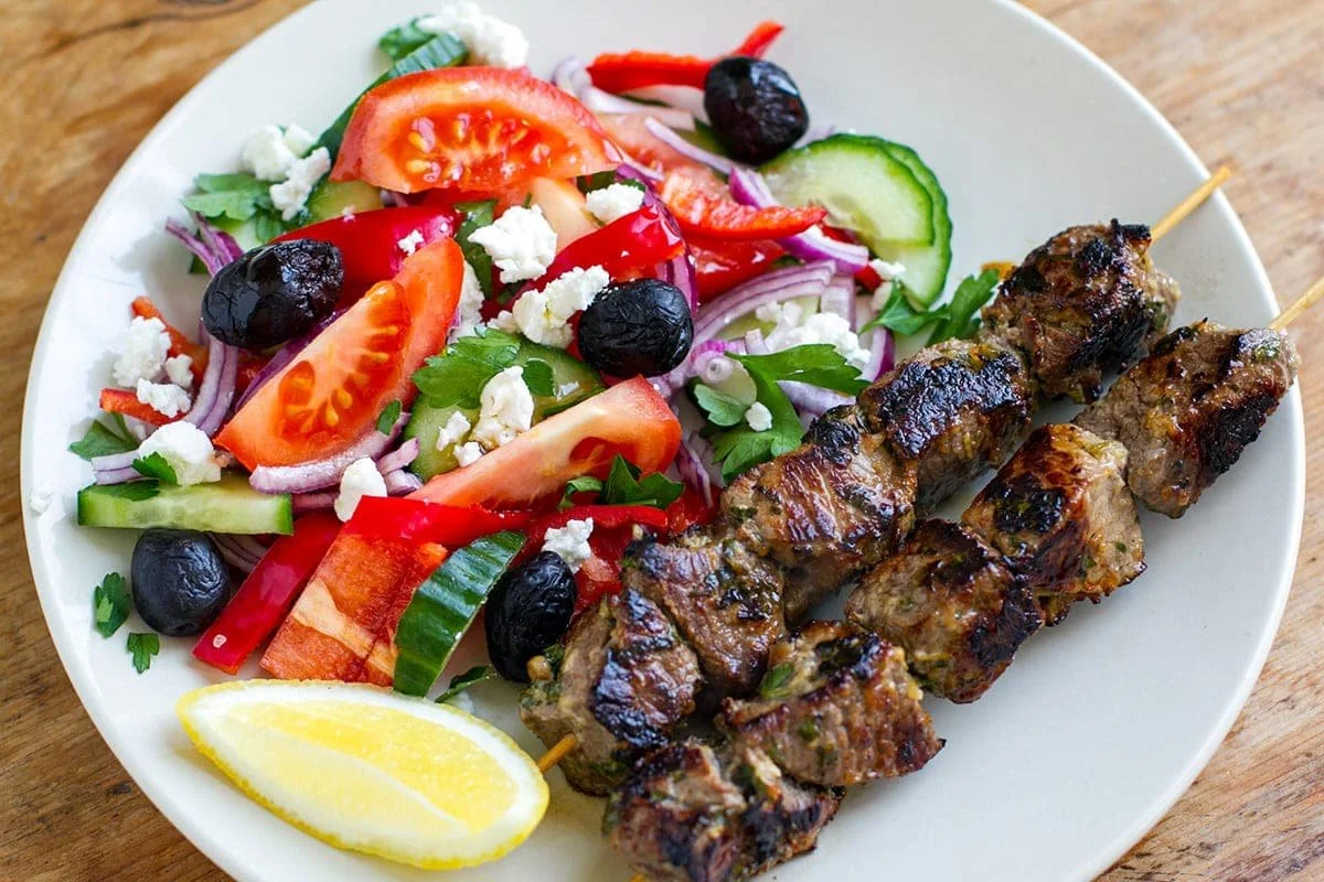 Greek Souvlaki Lamb With Salad