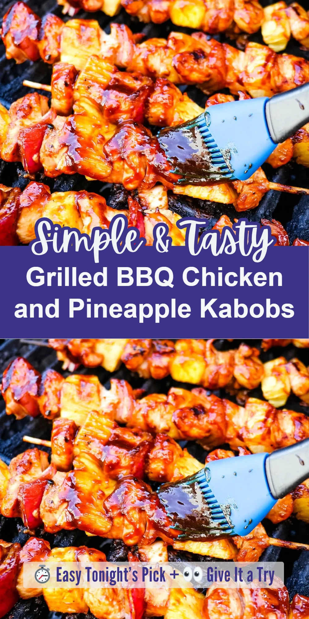 Grilled BBQ Chicken and Pineapple Kabobs