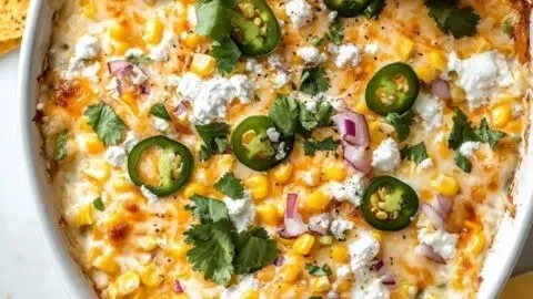 Delicious grilled Mexican street corn topped with cheese and spices