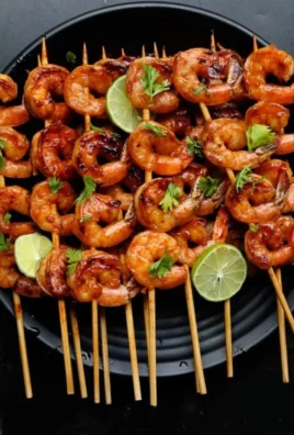 Delicious grilled shrimp skewers ready for serving at a summer BBQ