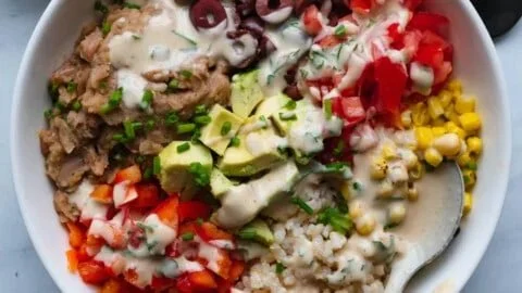 High-Protein Refried Bean Veggie Bowl