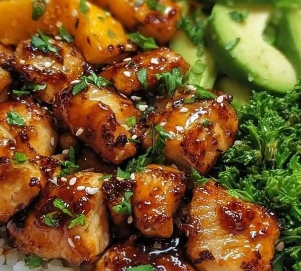 Delicious Hot Honey Chicken Bowl with vibrant vegetables