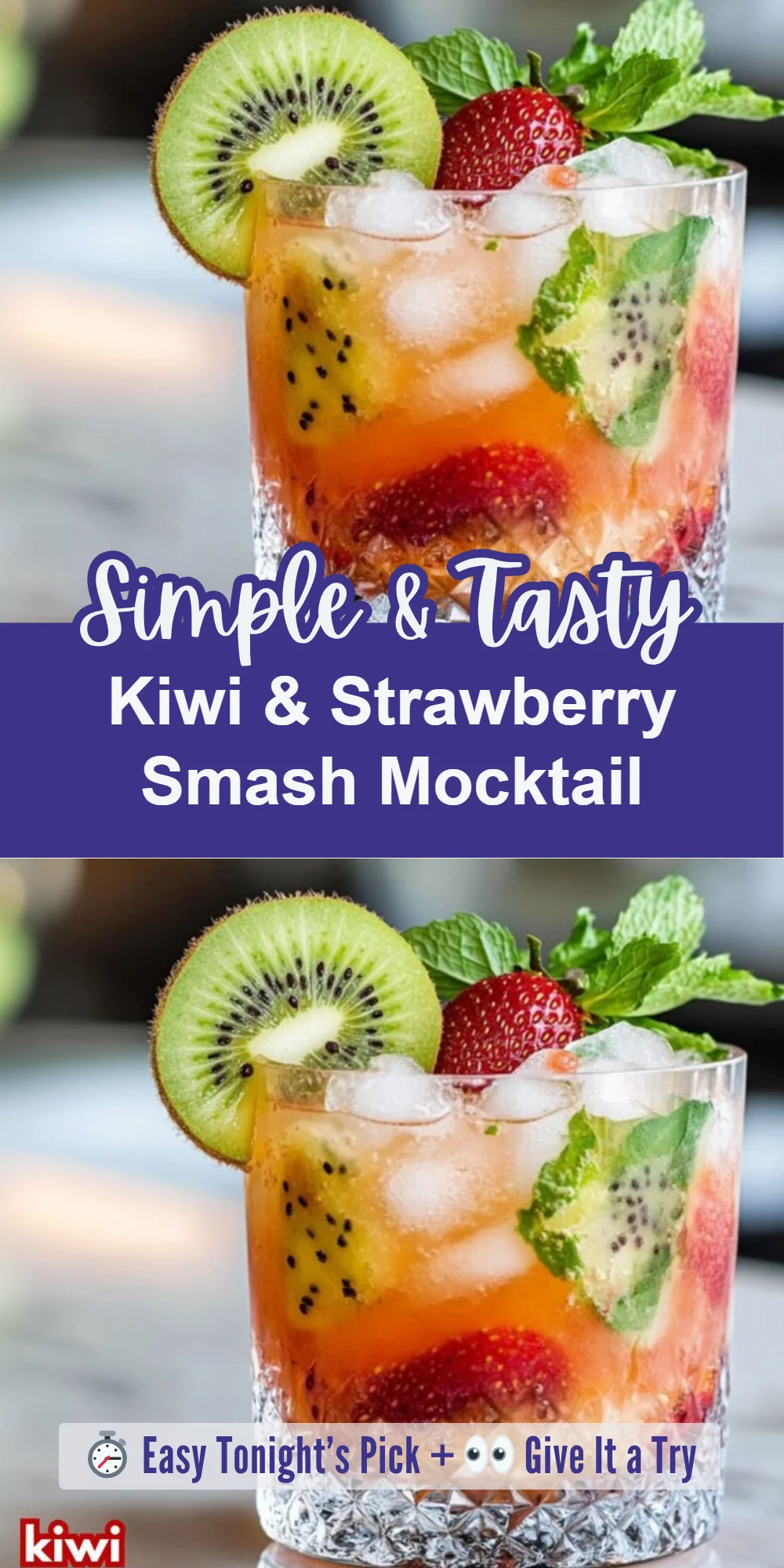 Kiwi & Strawberry Smash Mocktail