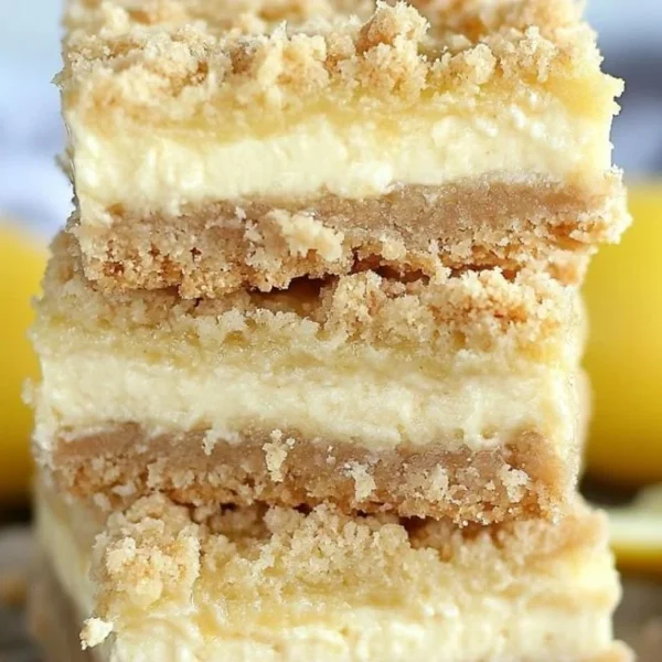 Delicious Lemon Cheesecake Crumb Bars topped with lemon zest and crumbs.