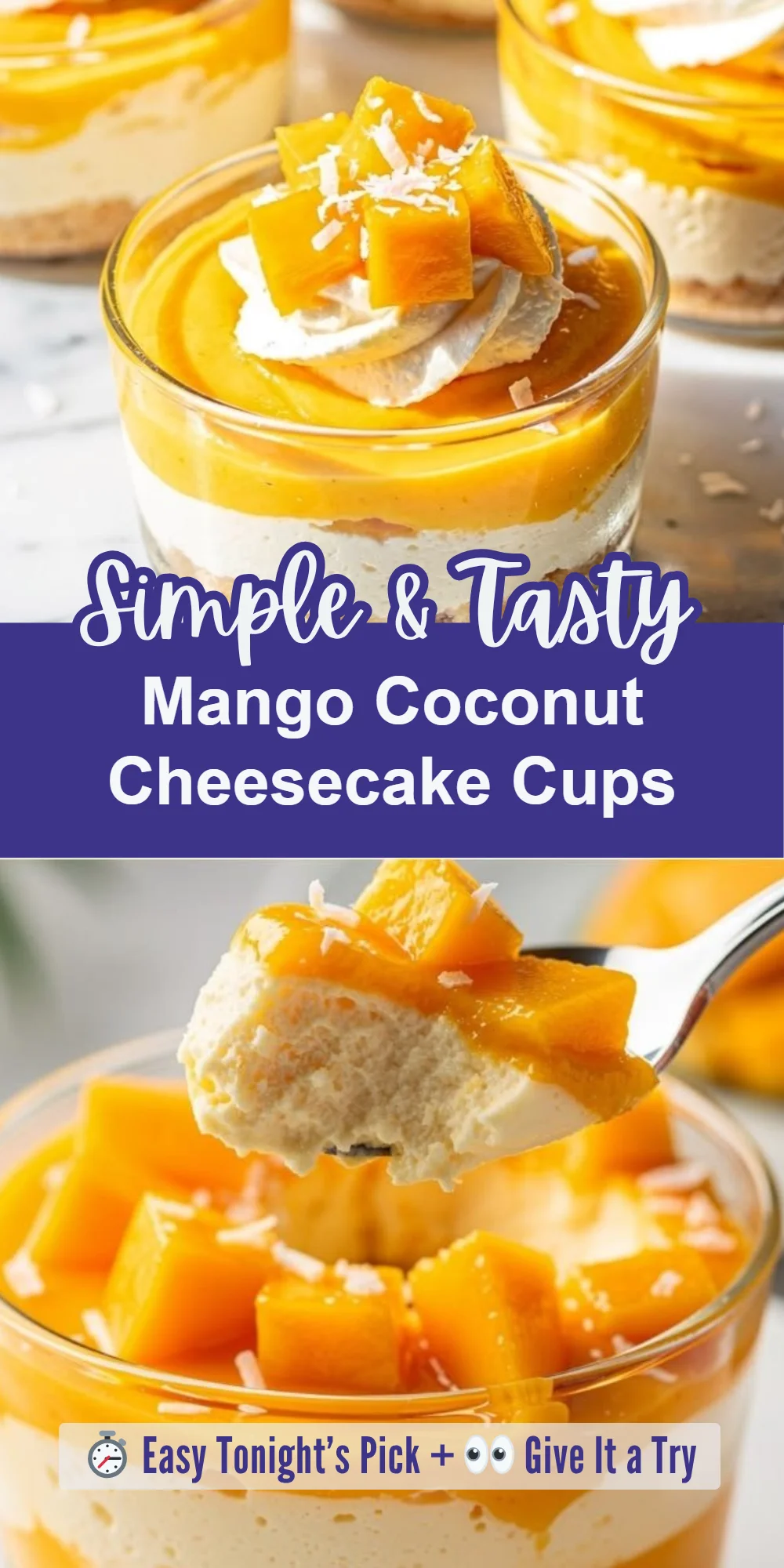 Mango Coconut Cheesecake Cups