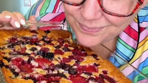 Delicious mixed berry cobbler with a golden crust and fresh berries