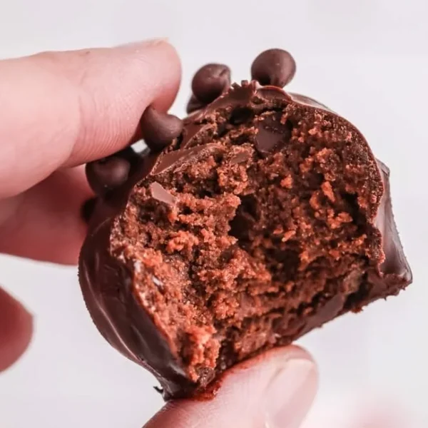 Delicious no-bake brownie bites garnished with chocolate sprinkles