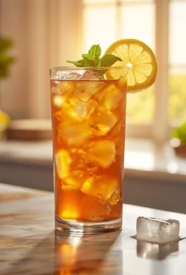 Refreshing Non-Alcoholic Long Island Iced Tea in a glass with lemon garnish
