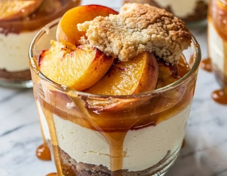 Peach Cobbler Cheesecake Cups
