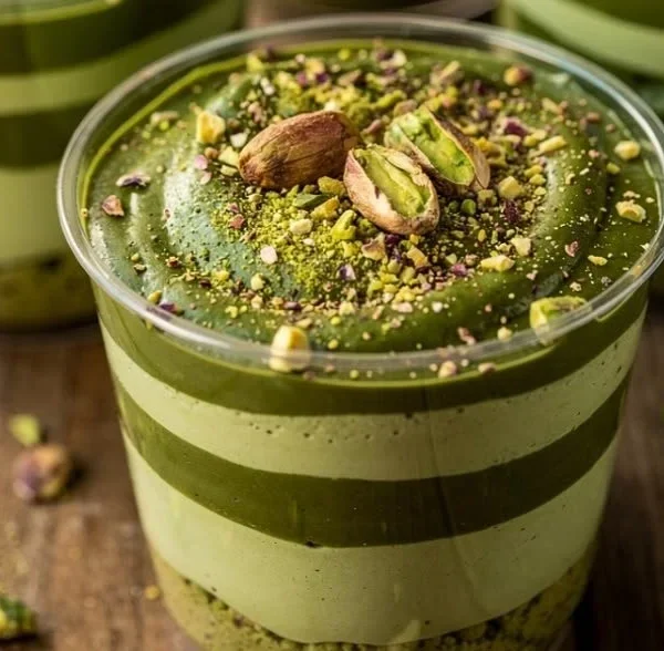 Delicious Pistachio Matcha dessert with vibrant colors and creamy texture
