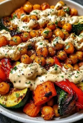 Colorful roasted vegetable bowl with chickpeas for a nutritious meal