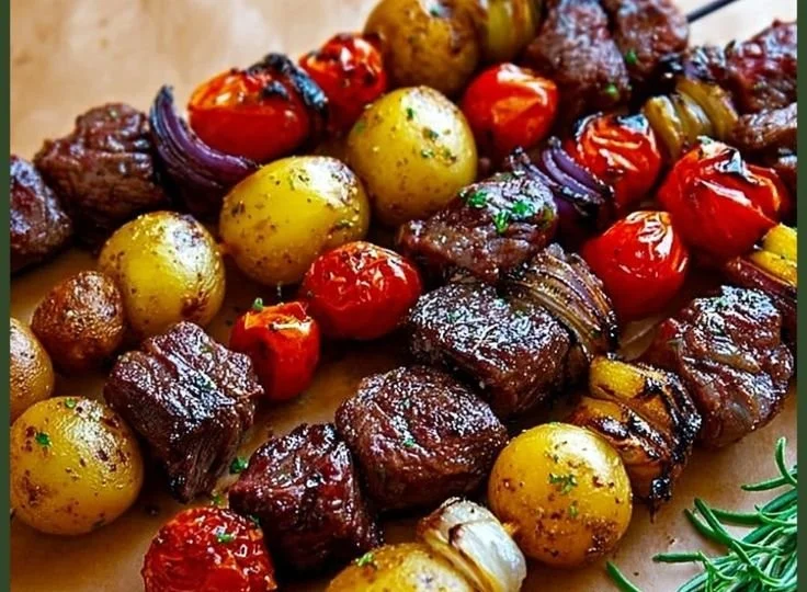 Rosemary Garlic Steak Kebabs