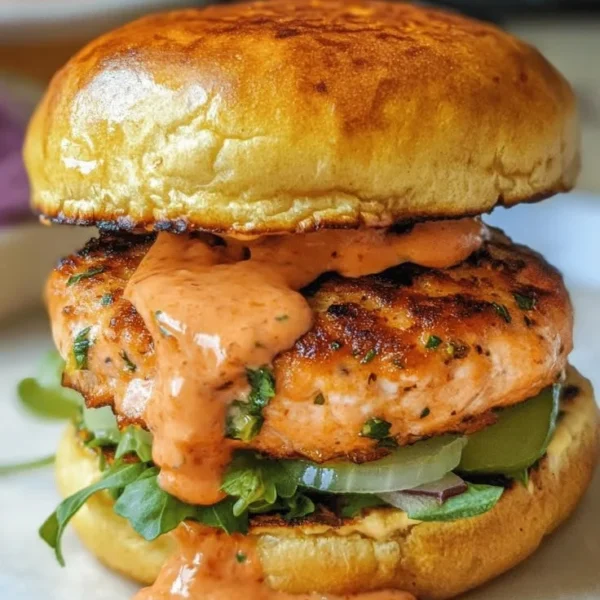 Homemade salmon patties served with fresh herbs and lemon wedges