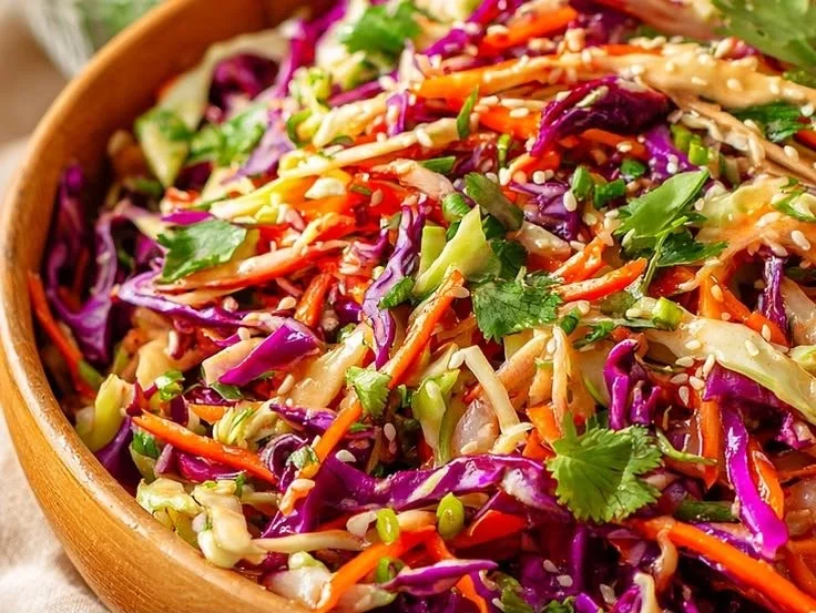 Simple Asian Coleslaw with Sesame Dressing