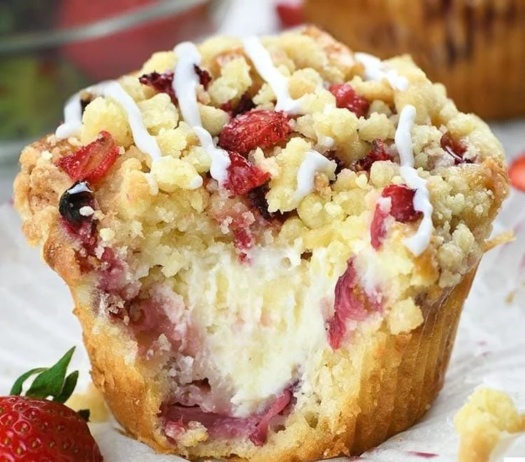 Strawberry Cream Cheese Muffins with Streusel Topping