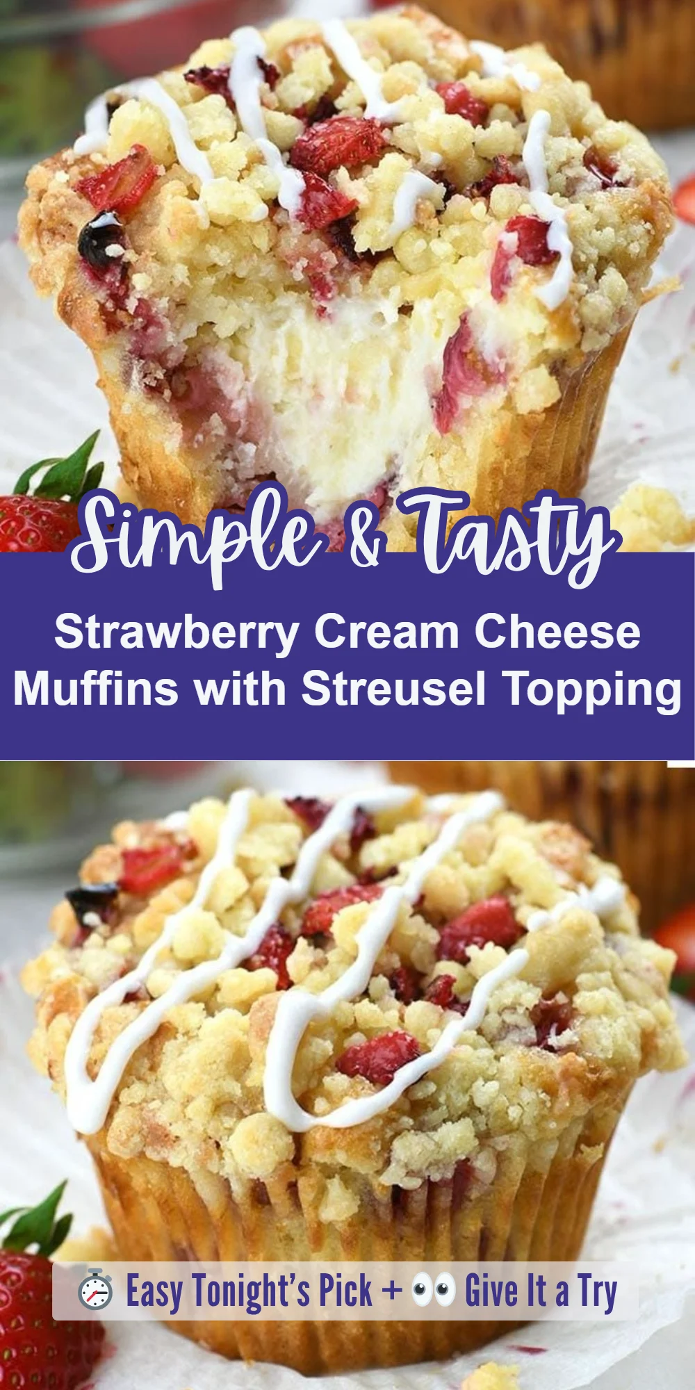 Strawberry Cream Cheese Muffins with Streusel Topping