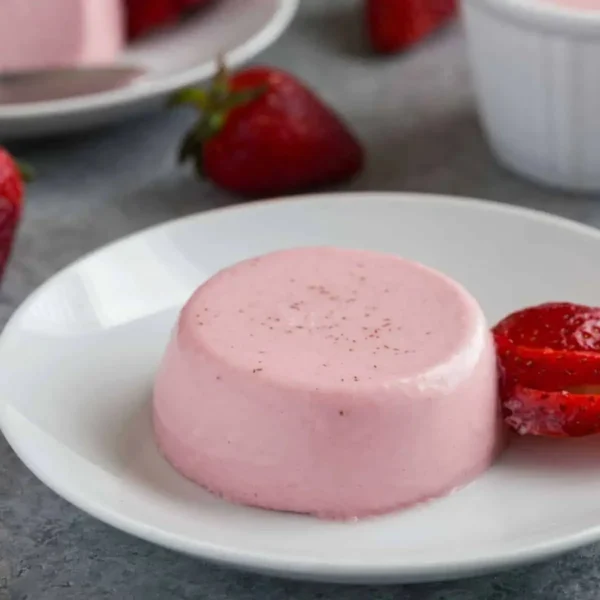 Delicious Strawberry Panna Cotta served in elegant glass dishes