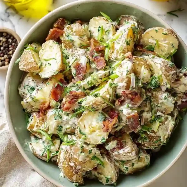 Delicious Jamie Oliver potato salad served in a bowl
