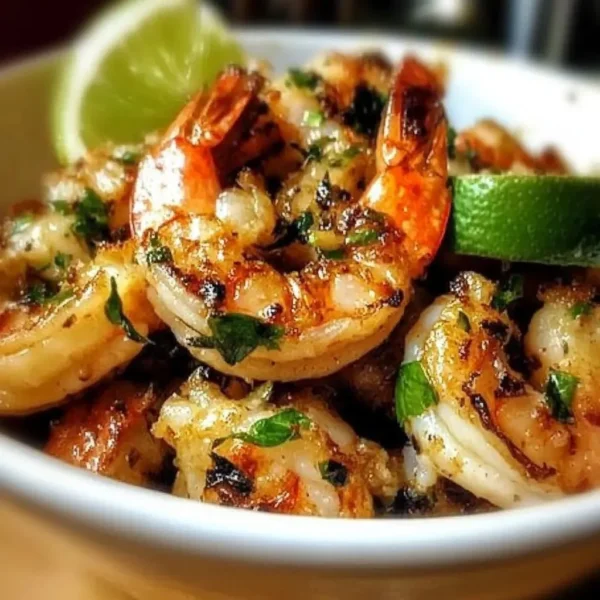 Thai Chili Lemongrass grilled shrimp with sweet basil and lime fried rice dish
