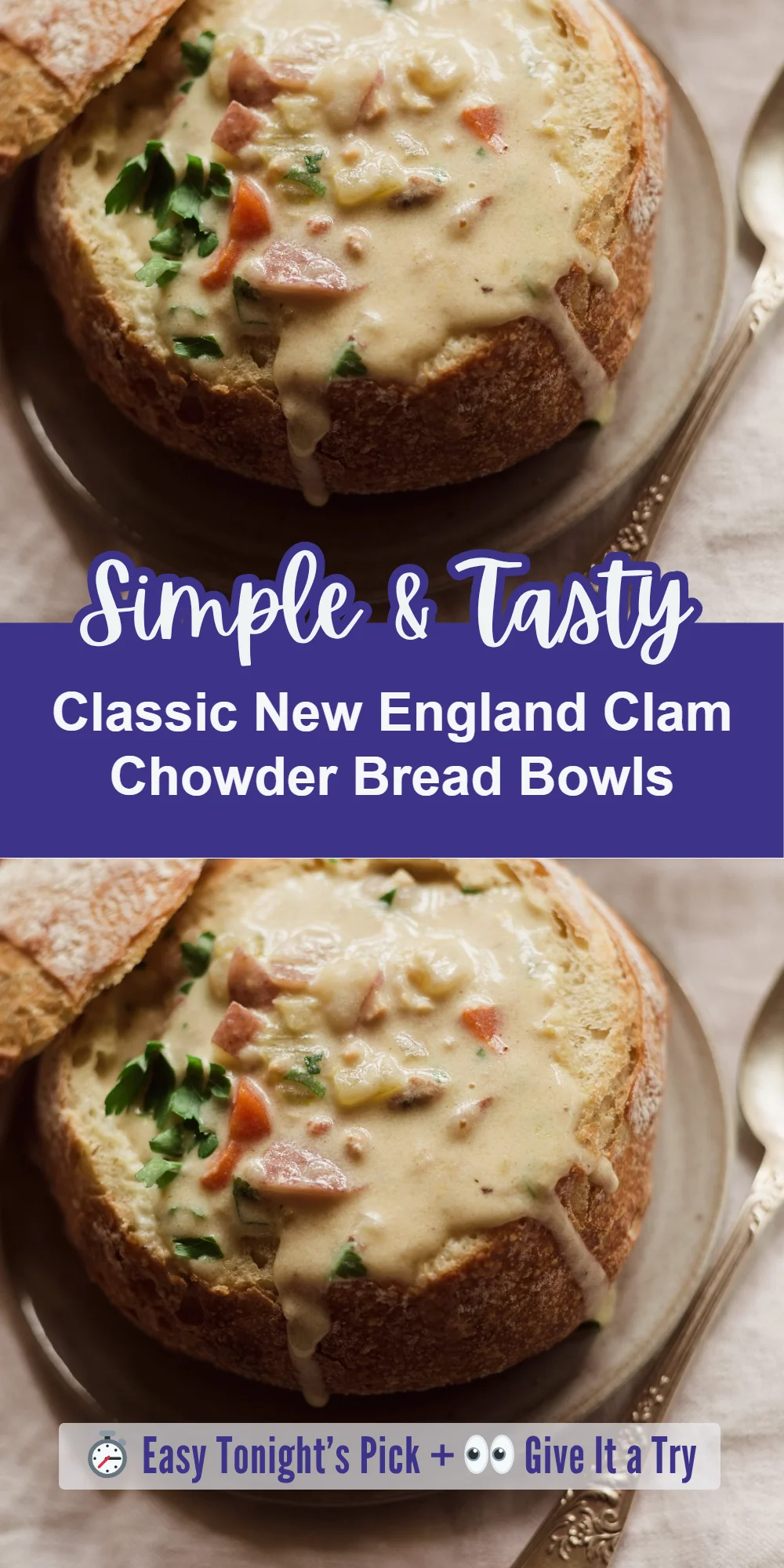 Classic New England Clam Chowder Bread Bowls