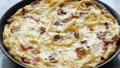 Easy Leftover Pasta Frittata (crispy & Cheesy)
