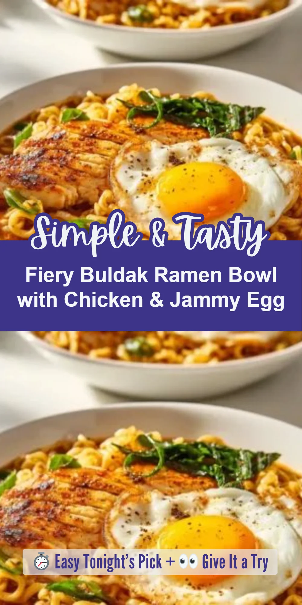 Fiery Buldak Ramen Bowl with Chicken & Jammy Egg