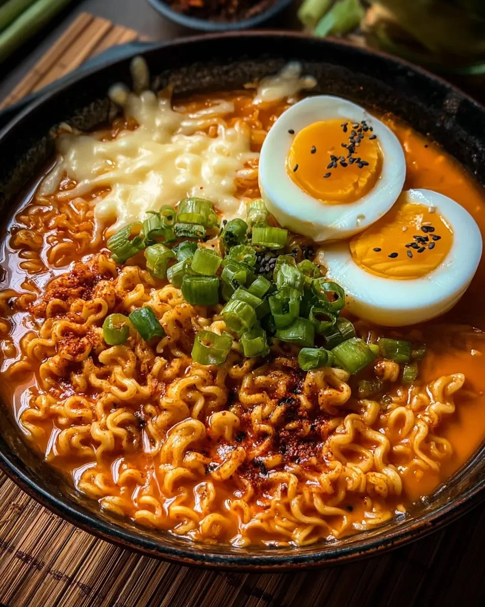 Korean Spicy Ramen Noodles with Cheese