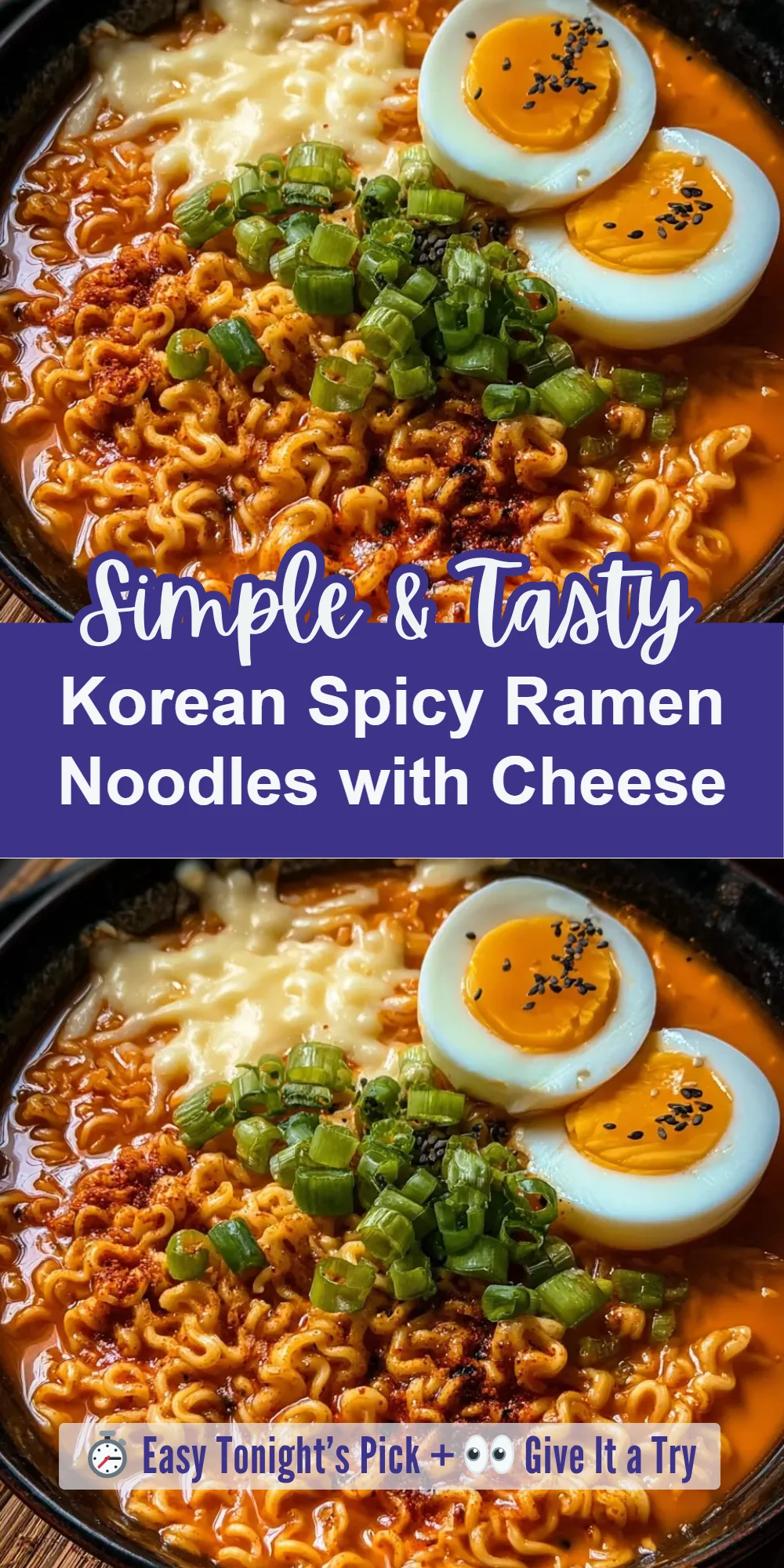 Korean Spicy Ramen Noodles with Cheese