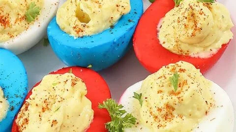 Red White and Blue Deviled Eggs